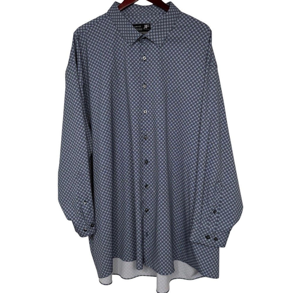 J Ferrar Mens‎ 4XLT Big & Tall Stretch Dress Shirt Navy Geometric Floral LS